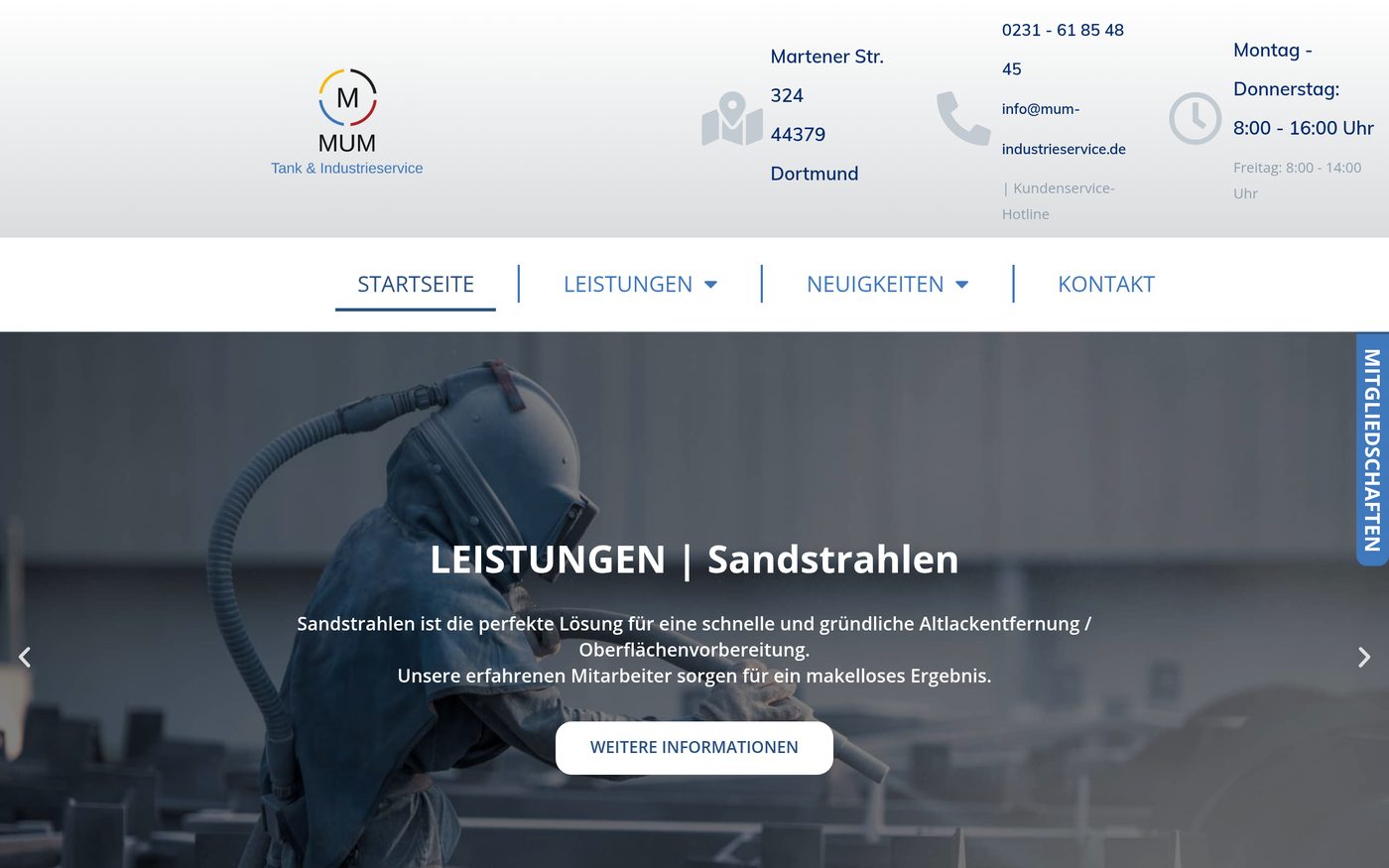 MUM Tank & Industrieservice - Corporate Webdesign Referenz von HyoukaCreativeStudio