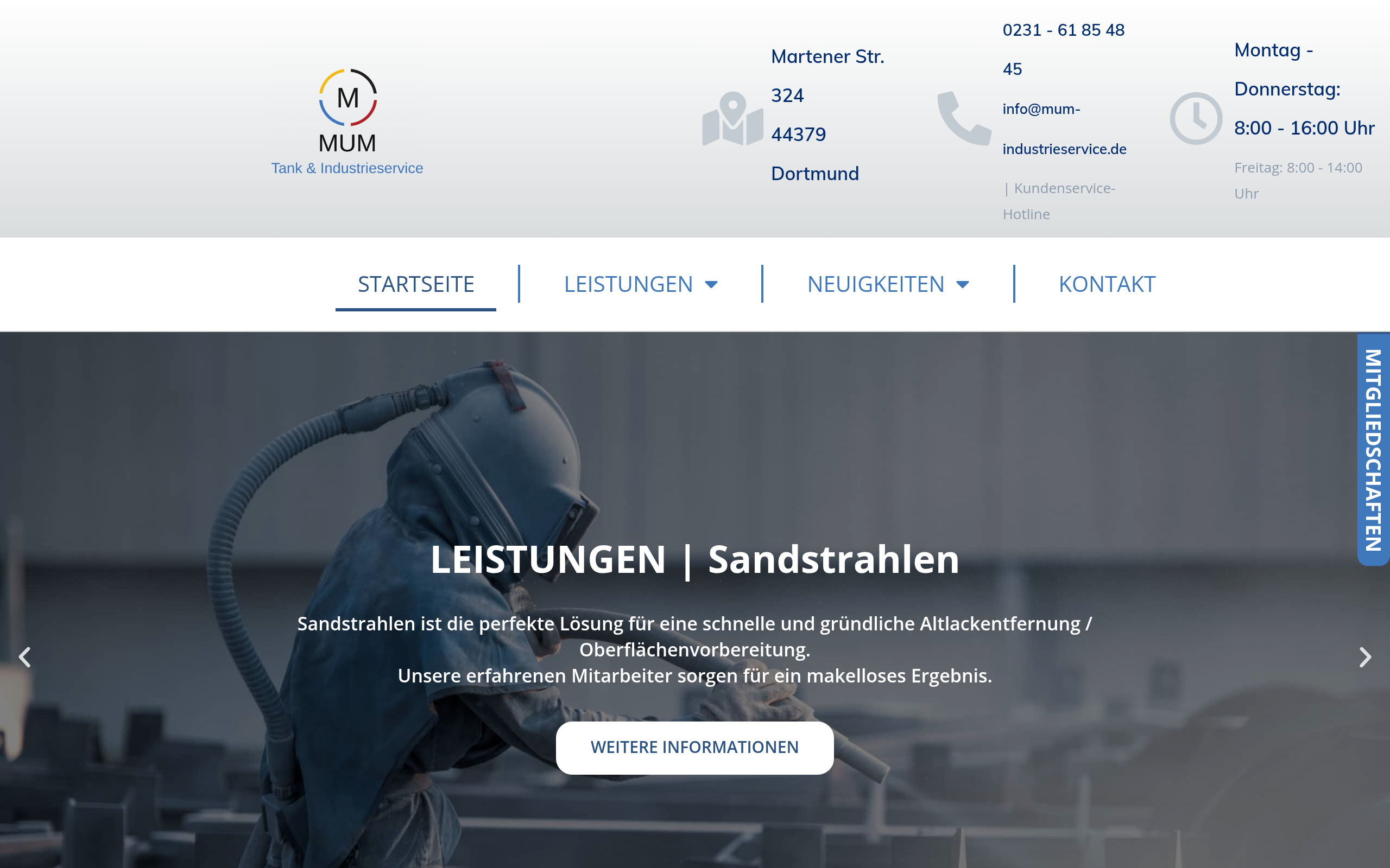 MUM Tank & Industrieservice - Corporate Webdesign Referenz von HyoukaCreativeStudio