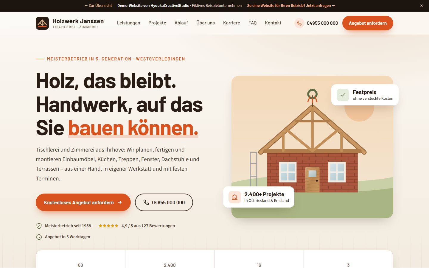 Holzwerk Janssen Tischlerei Website Vorschau
