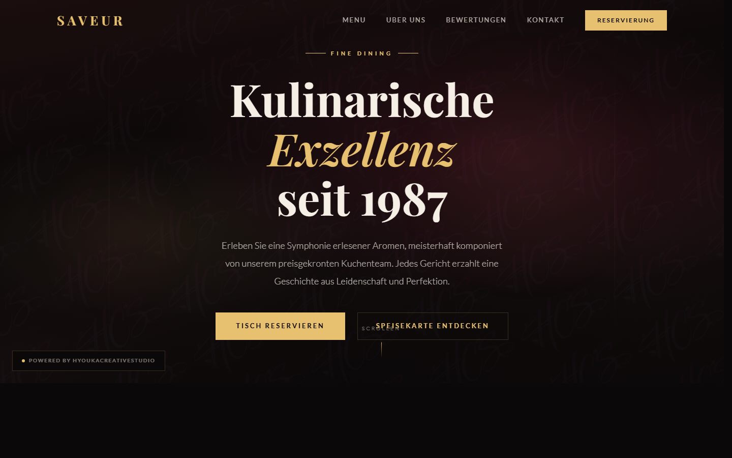 SAVEUR Restaurant Website Vorschau