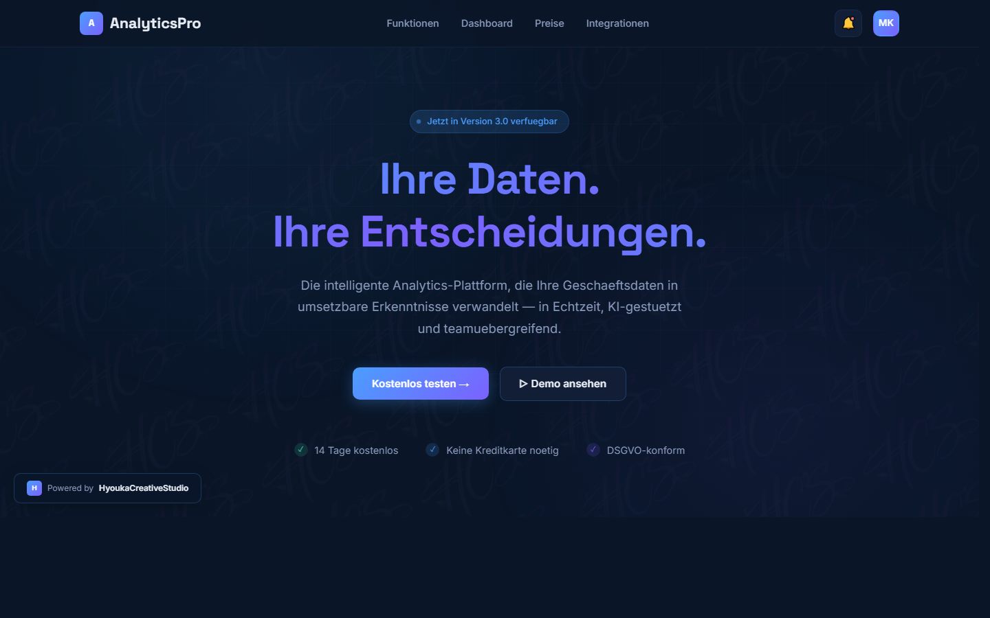 AnalyticsPro SaaS Dashboard Vorschau