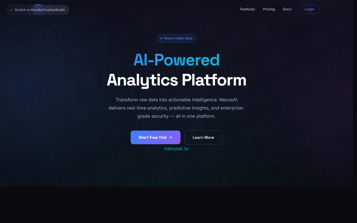 NexusAI Tech Startup Website Vorschau